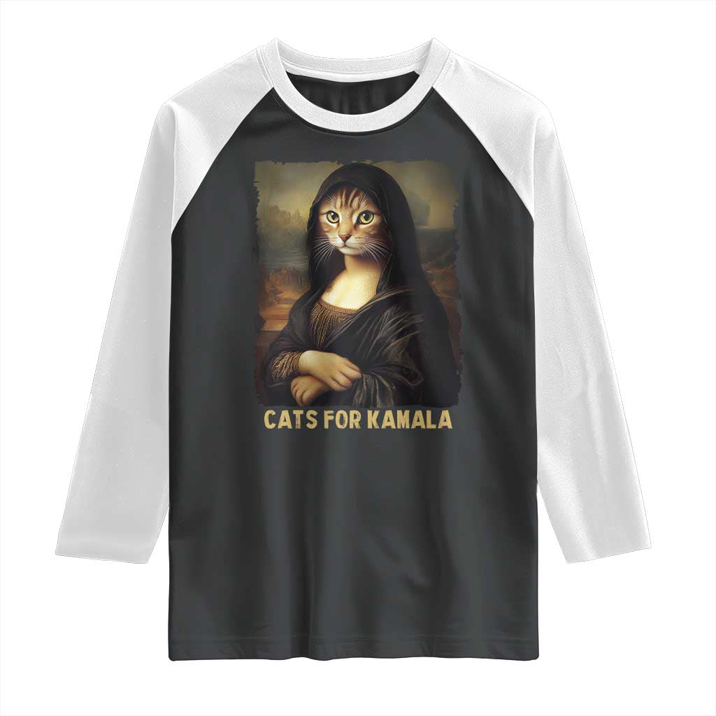 Funny Harris Cat Raglan Shirt Cats Mona Lisa Vintage TS09 Black White Print Your Wear