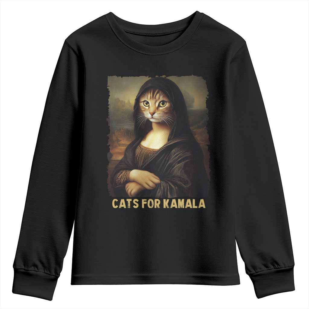 Funny Harris Cat Youth Sweatshirt Cats Mona Lisa Vintage TS09 Black Print Your Wear