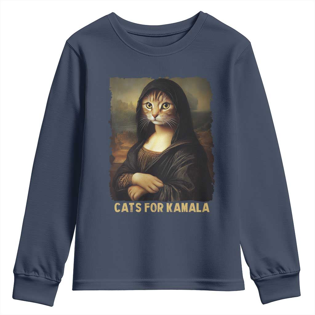 Funny Harris Cat Youth Sweatshirt Cats Mona Lisa Vintage TS09 Navy Print Your Wear