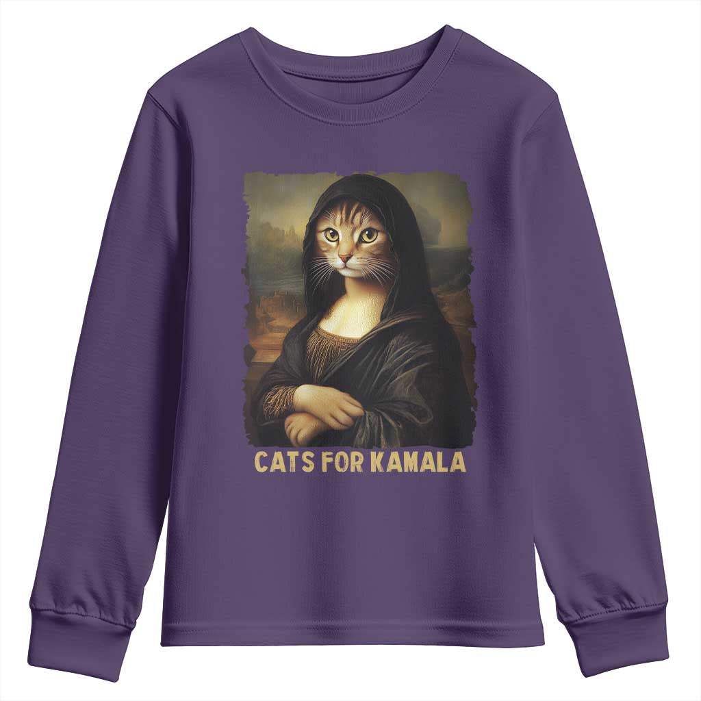 Funny Harris Cat Youth Sweatshirt Cats Mona Lisa Vintage TS09 Purple Print Your Wear