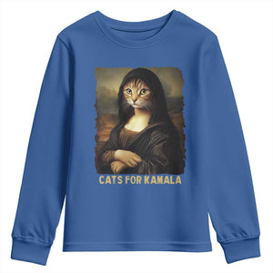 Funny Harris Cat Youth Sweatshirt Cats Mona Lisa Vintage TS09 Royal Blue Print Your Wear