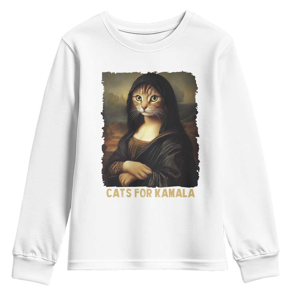 Funny Harris Cat Youth Sweatshirt Cats Mona Lisa Vintage TS09 White Print Your Wear