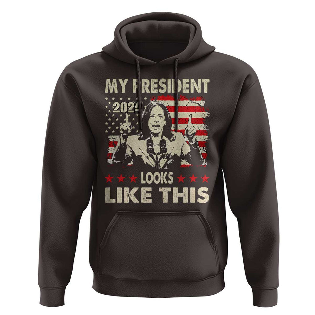 Harris 2024 Hoodie My President Looks Like This TS09 Dark Chocolate Print Your Wear