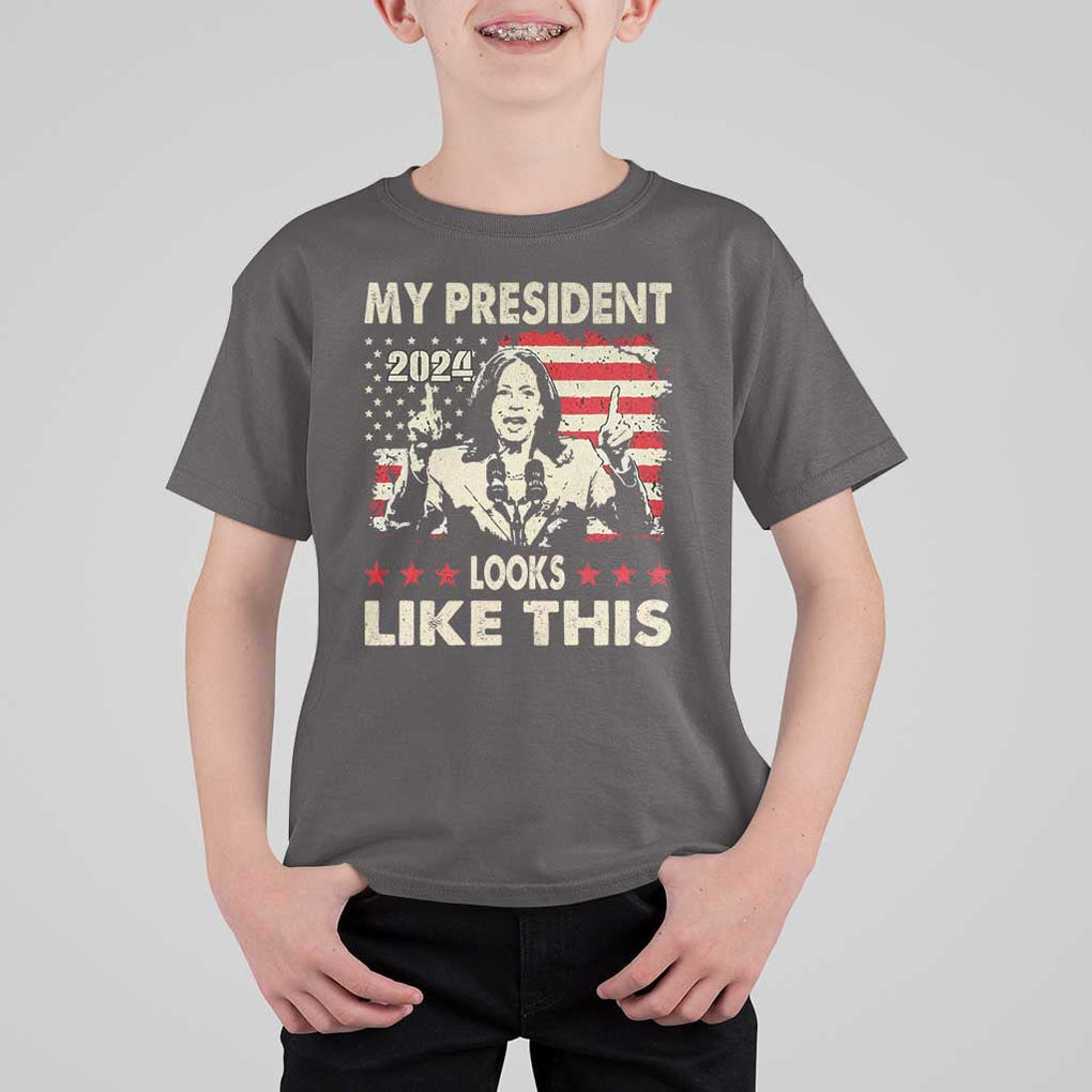 Harris 2024 T Shirt For Kid My President Looks Like This TS09 Dark Chocolate Print Your Wear