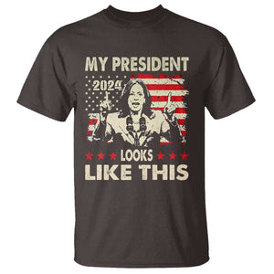 Harris 2024 T Shirt My President Looks Like This TS09 Dark Chocolate Print Your Wear