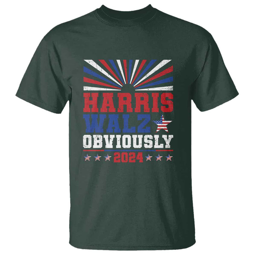 Harris Walz Obviously T Shirt US President Election 2024 TS09 Dark Forest Green Print Your Wear