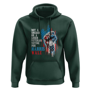 Veteran Voting Harris Walz Hoodie I Am A Veteran Not A Sucker Or A Loser TS09 Dark Forest Green Print Your Wear