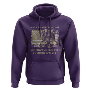 Veteran Voting For Harris Walz Hoodie I Am A Veteran Not A Sucker Or A Loser TS09 Purple Print Your Wear