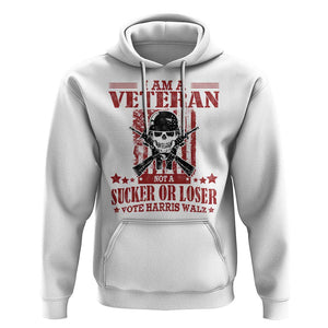 Veteran For Harris Walz Hoodie Not A Sucker Or A Loser American Eagle Flag TS09 White Print Your Wear
