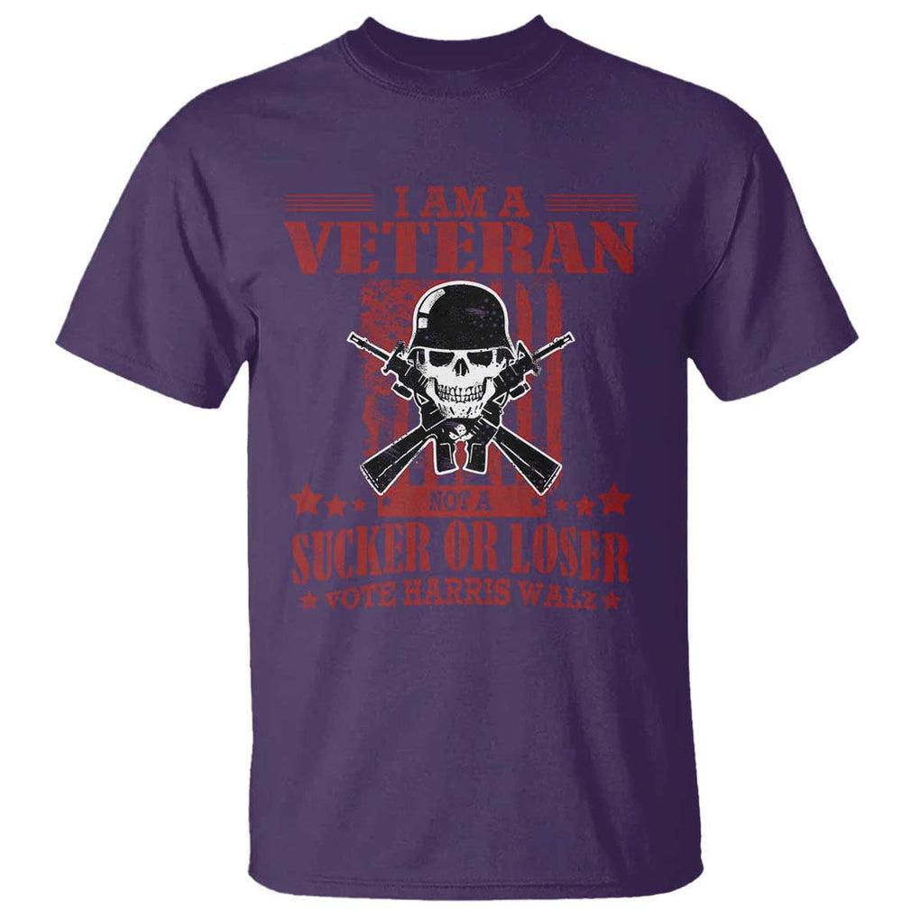 Veteran For Harris Walz T Shirt Not A Sucker Or A Loser American Eagle Flag TS09 Purple Print Your Wear