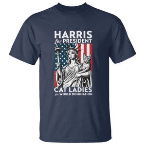 Kamala 2024 T Shirt Harris For President Cat Ladies For World Domination TS09 Navy Print Your Wear
