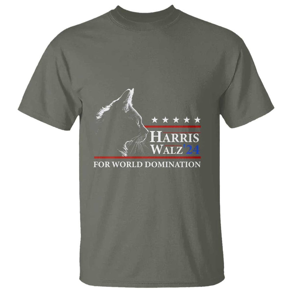 Harris Walz 2024 T Shirt For World Domination US President TS09 Military Green Print Your Wear