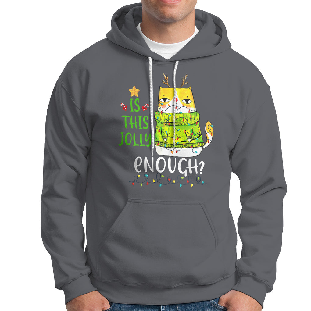 Is This Jolly Enough Funny Cat Merry Christmas Light Hoodie TS09 Printyourwear
