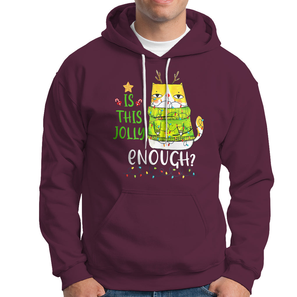 Is This Jolly Enough Funny Cat Merry Christmas Light Hoodie TS09 Printyourwear
