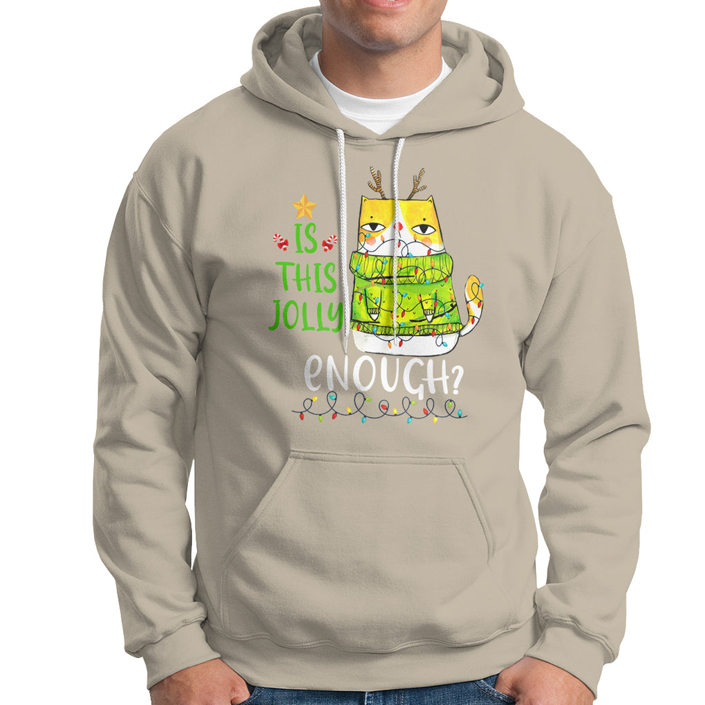 Is This Jolly Enough Funny Cat Merry Christmas Light Hoodie TS09 Printyourwear