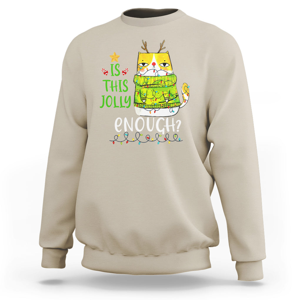 Is This Jolly Enough Funny Cat Merry Christmas Light Sweatshirt TS09 Printyourwear