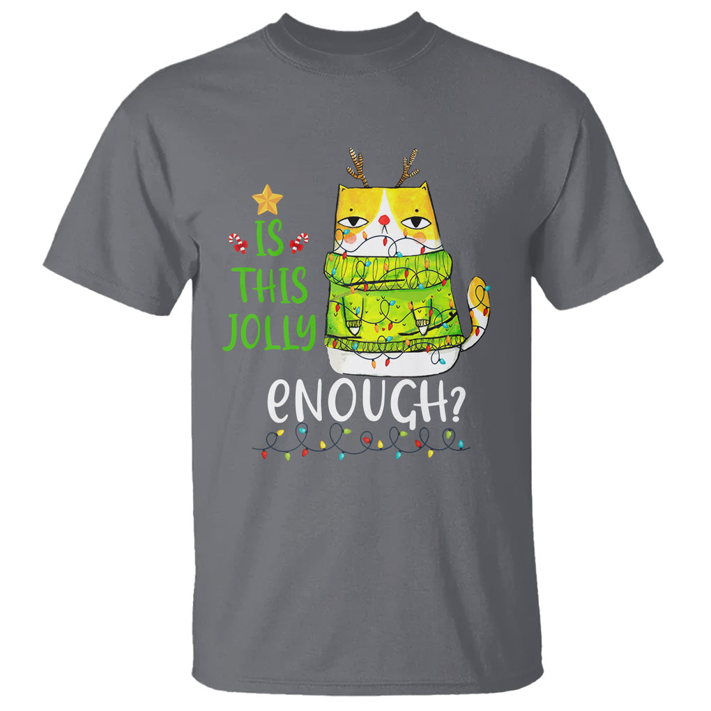 Is This Jolly Enough Funny Cat Merry Christmas Light T Shirt TS09 Printyourwear