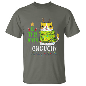 Is This Jolly Enough Funny Cat Merry Christmas Light T Shirt TS09 Printyourwear