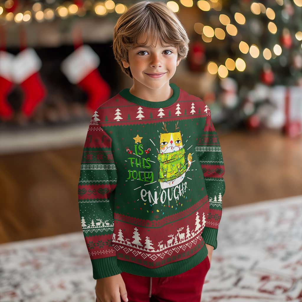 Funny Xmas Cat Ugly Christmas Sweater Is This Jolly Enough Reindeer Angry Cat TS09 Christmas Print Your Wear