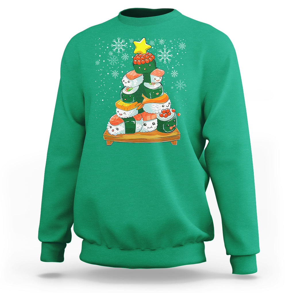 Sushi Christmas Tree Cute Japanese Xmas Sweatshirt TS09 Printyourwear