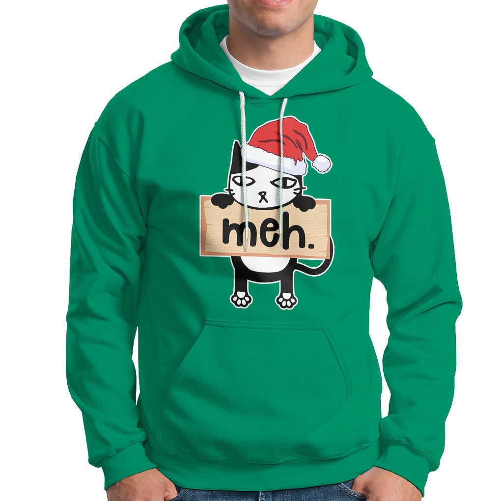 Meh Black Cat Sarcastic Funny Christmas Hoodie TS09 Printyourwear