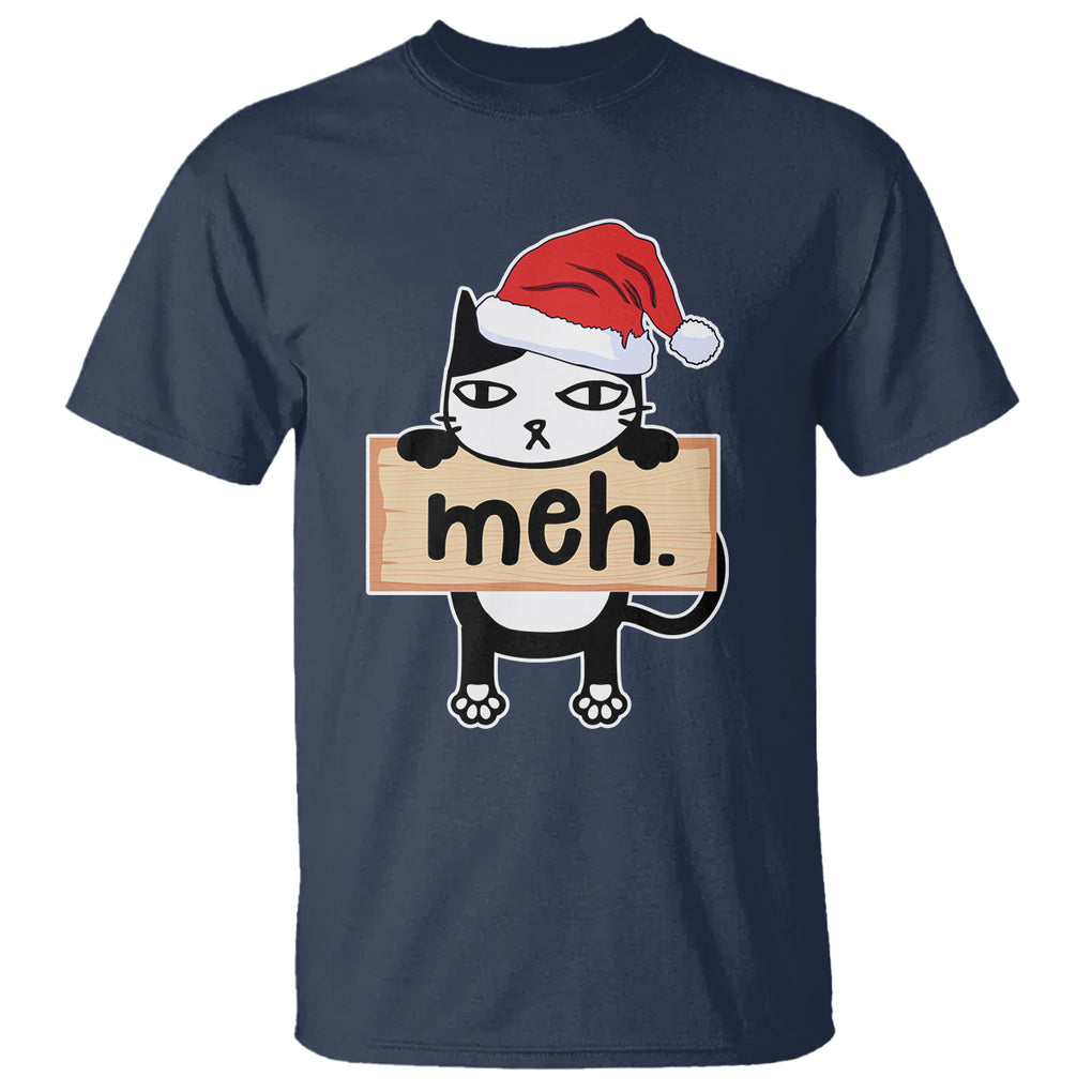 Meh Black Cat Sarcastic Funny Christmas T Shirt TS09 Printyourwear