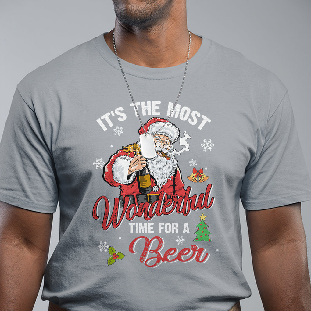 It's The Most Wonderful Time For A Beer Ugly Santa Drinking T Shirt TS09 Printyourwear