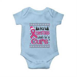 My Christmas Wish Is A Cure Breast Cancer Baby Onesie TS09 Light Blue Print Your Wear
