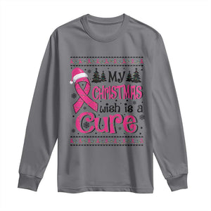 My Christmas Wish Is A Cure Breast Cancer Long Sleeve Shirt TS09 Charcoal Print Your Wear