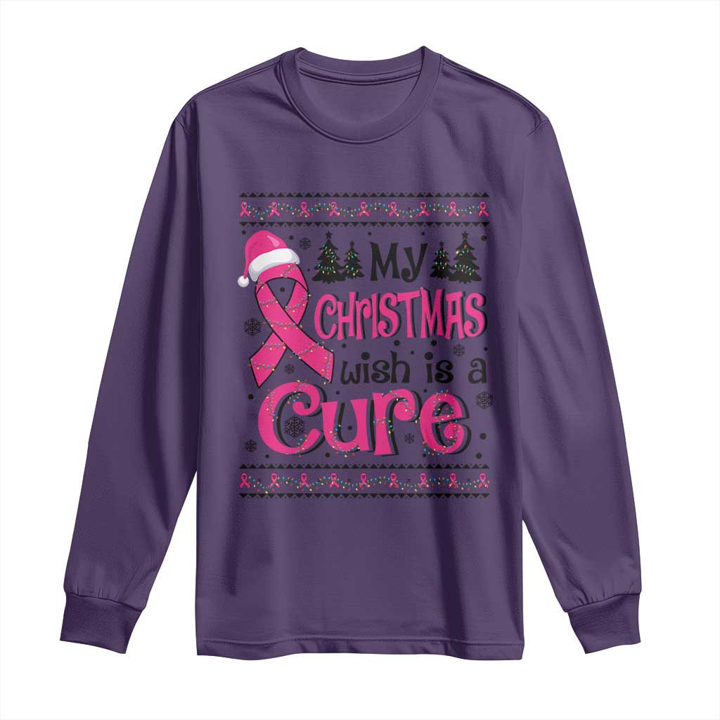 My Christmas Wish Is A Cure Breast Cancer Long Sleeve Shirt TS09 Purple Print Your Wear