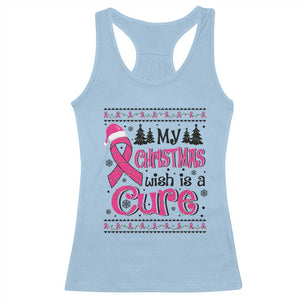 My Christmas Wish Is A Cure Breast Cancer Racerback Tank Top TS09 Light Blue Print Your Wear