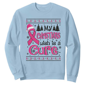 My Christmas Wish Is A Cure Breast Cancer Sweatshirt TS09 Light Blue Print Your Wear