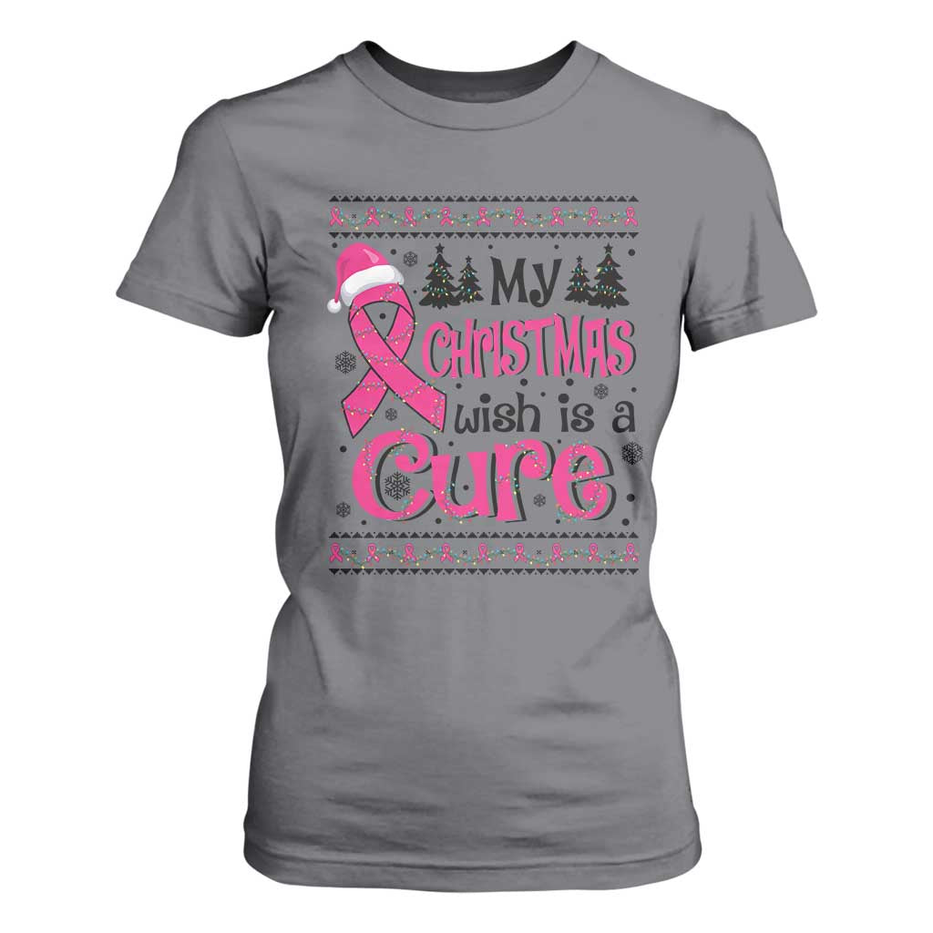 My Christmas Wish Is A Cure Breast Cancer T Shirt For Women TS09 Charcoal Print Your Wear