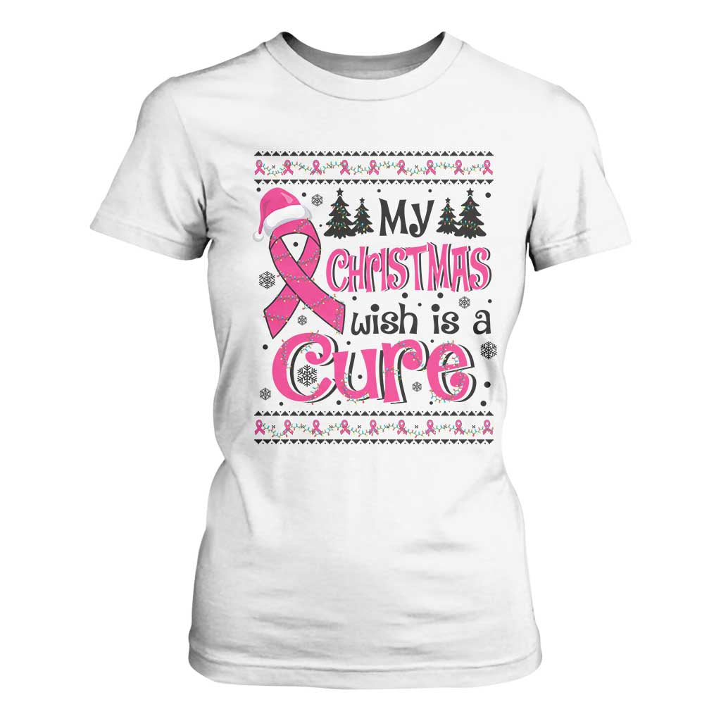 My Christmas Wish Is A Cure Breast Cancer T Shirt For Women TS09 White Print Your Wear