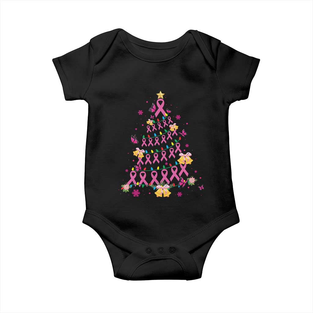 Christmas Breast Cancer Baby Onesie Pink Ribbon Xmas Tree TS09 Black Print Your Wear