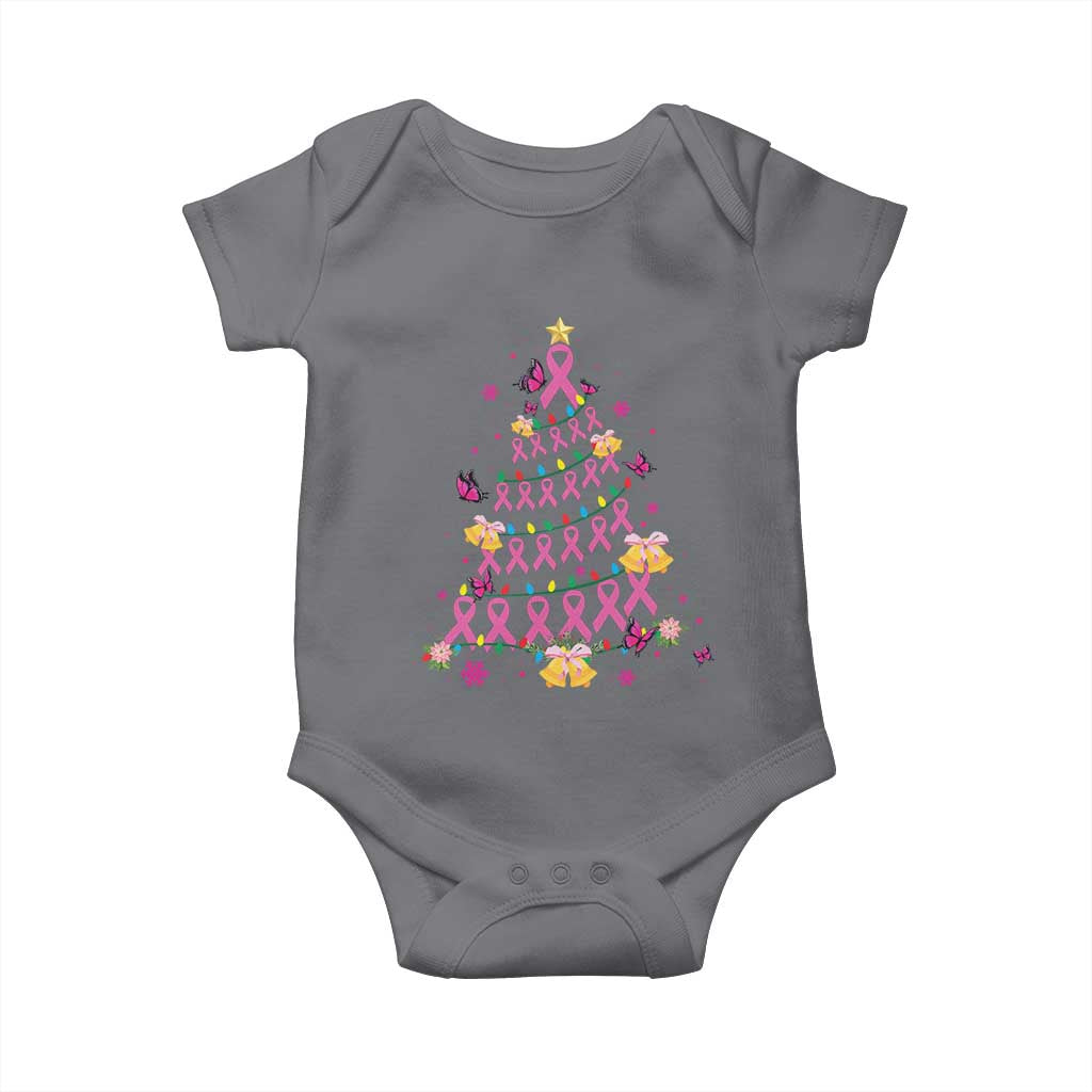 Christmas Breast Cancer Baby Onesie Pink Ribbon Xmas Tree TS09 Charcoal Print Your Wear