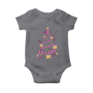 Christmas Breast Cancer Baby Onesie Pink Ribbon Xmas Tree TS09 Charcoal Print Your Wear