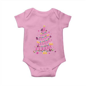 Christmas Breast Cancer Baby Onesie Pink Ribbon Xmas Tree TS09 Light Pink Print Your Wear
