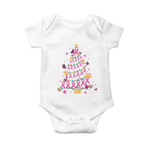 Christmas Breast Cancer Baby Onesie Pink Ribbon Xmas Tree TS09 White Print Your Wear