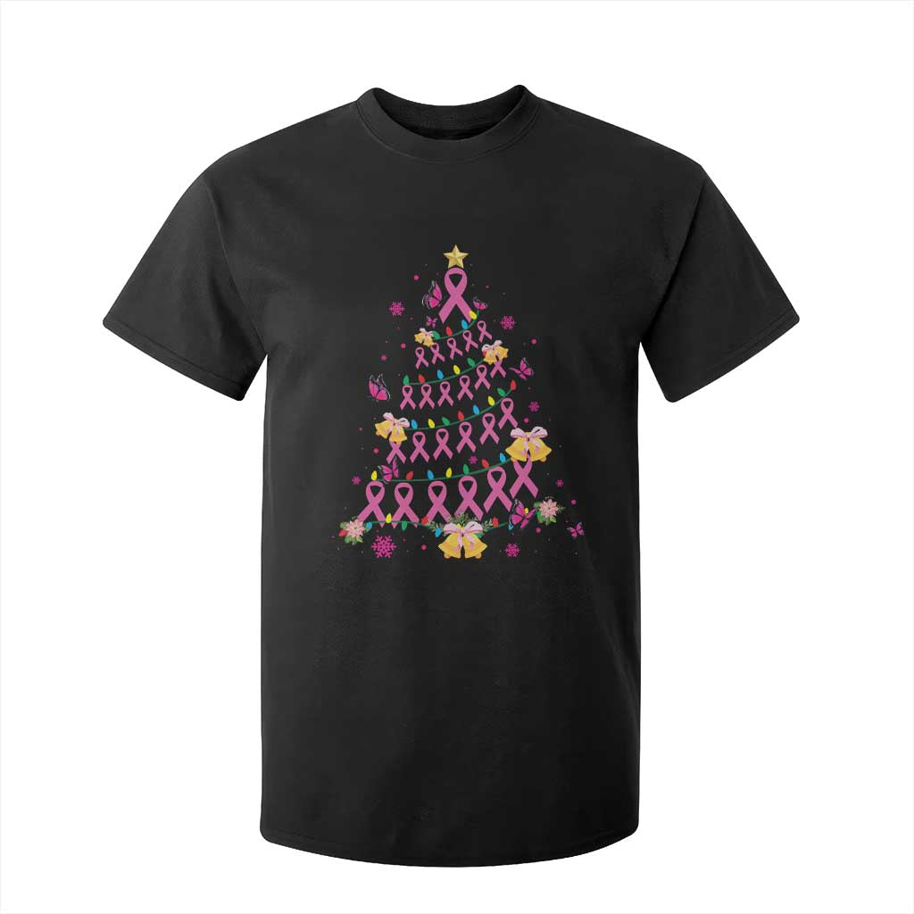 Christmas Breast Cancer T Shirt For Kid Pink Ribbon Xmas Tree TS09 Black Print Your Wear