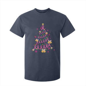 Christmas Breast Cancer T Shirt For Kid Pink Ribbon Xmas Tree TS09 Navy Print Your Wear
