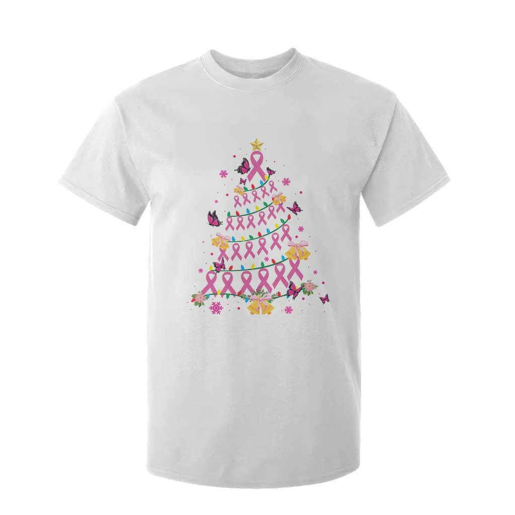 Christmas Breast Cancer T Shirt For Kid Pink Ribbon Xmas Tree TS09 White Print Your Wear