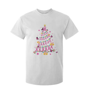 Christmas Breast Cancer T Shirt For Kid Pink Ribbon Xmas Tree TS09 White Print Your Wear