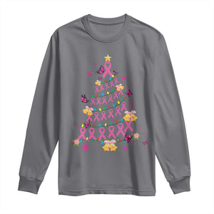 Christmas Breast Cancer Long Sleeve Shirt Pink Ribbon Xmas Tree TS09 Charcoal Print Your Wear