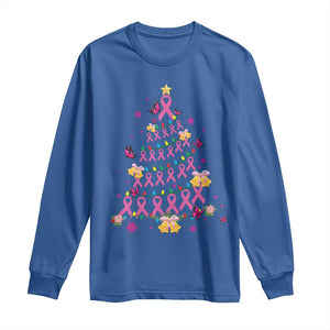 Christmas Breast Cancer Long Sleeve Shirt Pink Ribbon Xmas Tree TS09 Royal Blue Print Your Wear