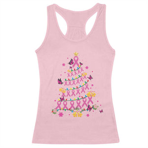 Christmas Breast Cancer Racerback Tank Top Pink Ribbon Xmas Tree TS09 Light Pink Print Your Wear