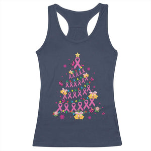 Christmas Breast Cancer Racerback Tank Top Pink Ribbon Xmas Tree TS09 Navy Print Your Wear