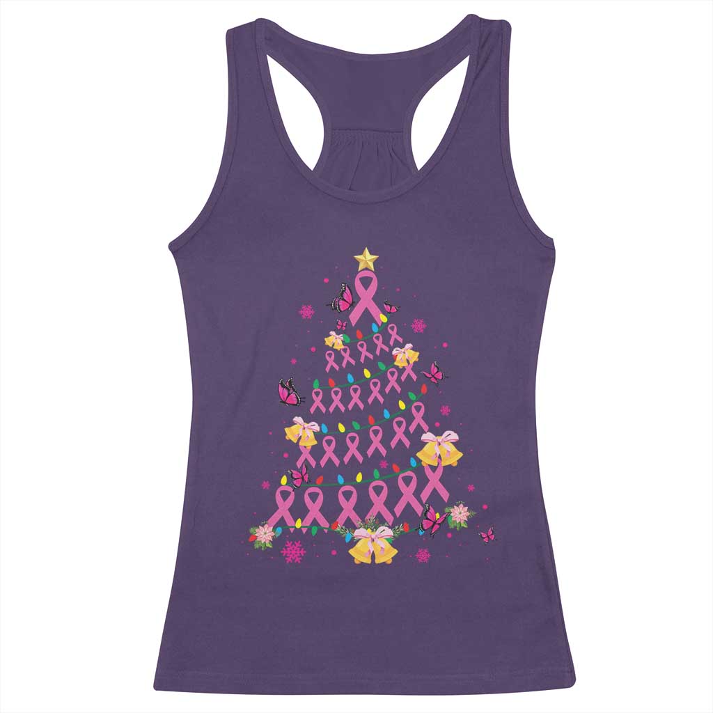 Christmas Breast Cancer Racerback Tank Top Pink Ribbon Xmas Tree TS09 Purple Print Your Wear