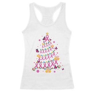Christmas Breast Cancer Racerback Tank Top Pink Ribbon Xmas Tree TS09 White Print Your Wear