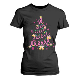 Christmas Breast Cancer T Shirt For Women Pink Ribbon Xmas Tree TS09 Black Print Your Wear